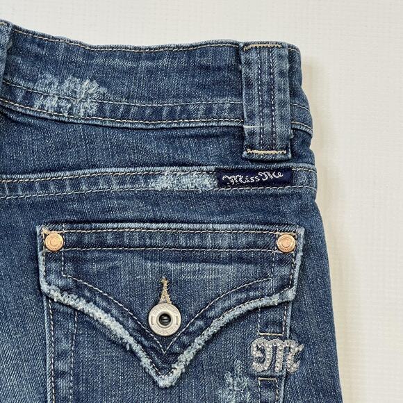 Miss Me Shorts Womens 26 Blue Denim Distressed Jean Frayed Cutoff Casual JF0350 - Picture 3 of 14